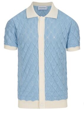 Oxknit Men's Light Blue Short Sleeve Knit Polo